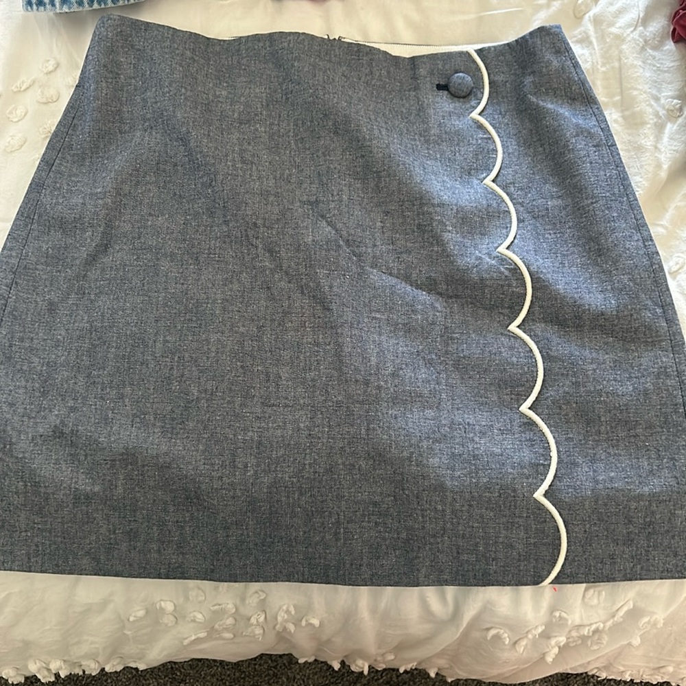 J. Crew Blue Scalloped Skirt